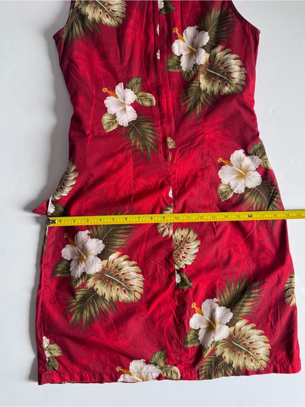 Pacific Legend Apparel Floral Tie-Detail Sleeveless Mini Dress in Red,Size Large - Picture 6 of 8